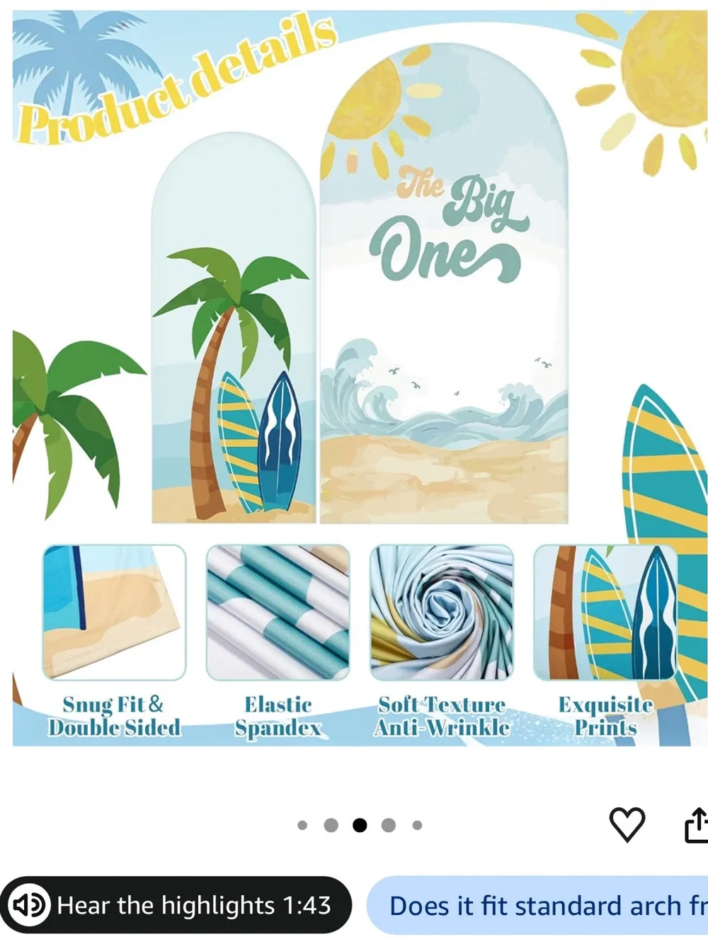 “THE BIG ONE” arch cover sheets for party. Like new